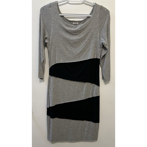 Jude Made in USA Womens M Gray Black Asymmetrical Colorblock Dress - Picture 1 of 5